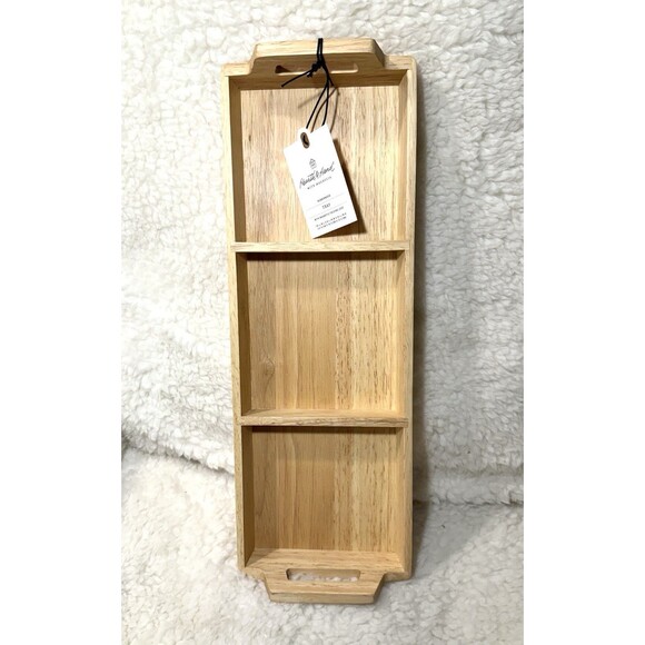 Hearth & Hand Magnolia Foldable Wood Serving Tray 19” Brown Portable Table Stand - Picture 8 of 9